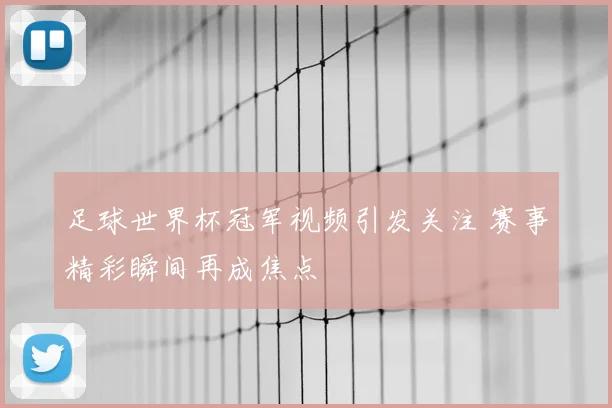 足球世界杯冠军视频引发关注 赛事精彩瞬间再成焦点